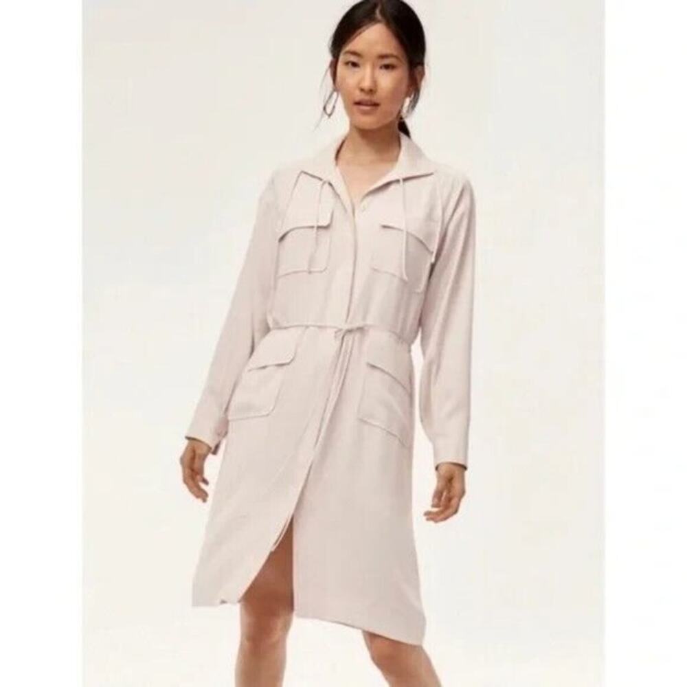ARITZIA Babaton Cream Howitt Utility Multi Pocket Shirt Dress Size L